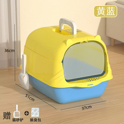 Large Fully Enclosed Cat Litter Box Deodorant Anti-splash Oversized Cat Toilet Semi-closed Dual-use Cat Litter Box In Stock Wholesale