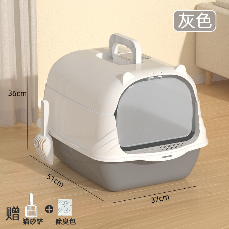 Large Fully Enclosed Cat Litter Box Deodorant Anti-splash Oversized Cat Toilet Semi-closed Dual-use Cat Litter Box In Stock Wholesale