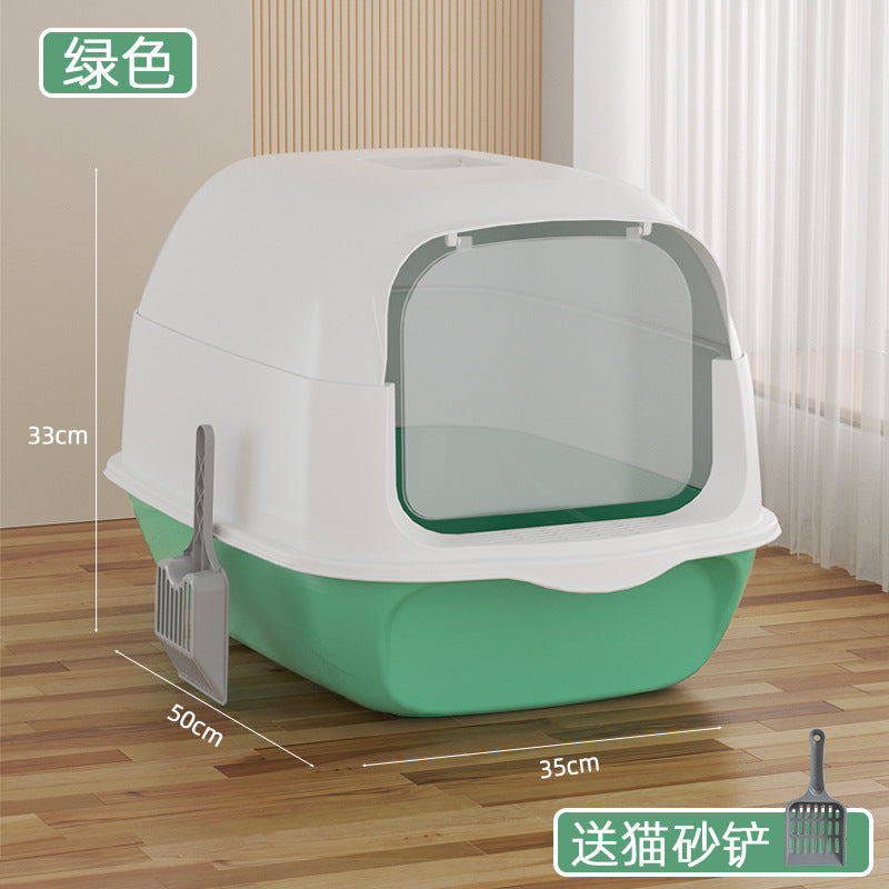 Large Fully Enclosed Cat Litter Box Deodorant Anti-splash Oversized Cat Toilet Semi-closed Dual-use Cat Litter Box In Stock Wholesale