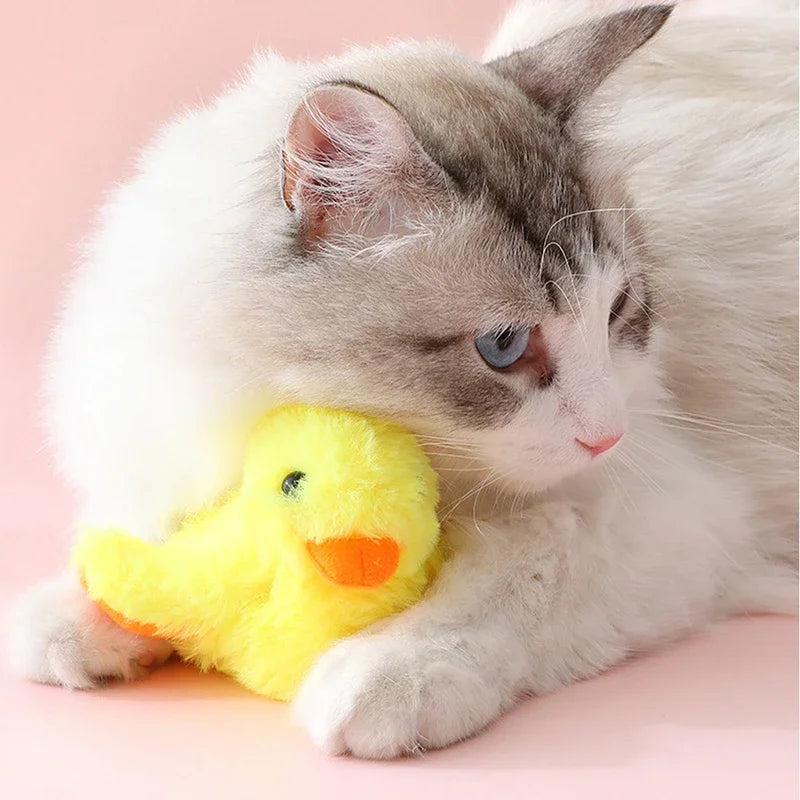 Flapping Duck Cat Toys Interactive Electric Bird Toys Washable Cat Plush Toys with Vibration Sensor Cats Game Toys Kitten