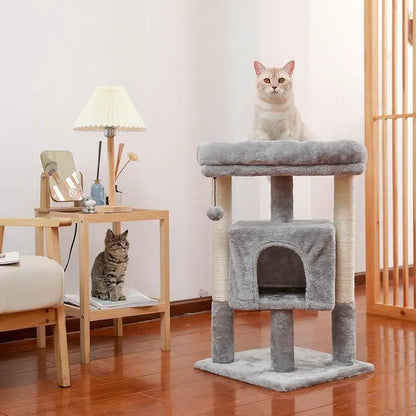 Cat Tree Condo Scratcher For Kitten Natural Sisal Scratching Post Training Toy Ball 2 Color Large Cozy House