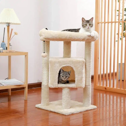 Cat Tree Condo Scratcher For Kitten Natural Sisal Scratching Post Training Toy Ball 2 Color Large Cozy House